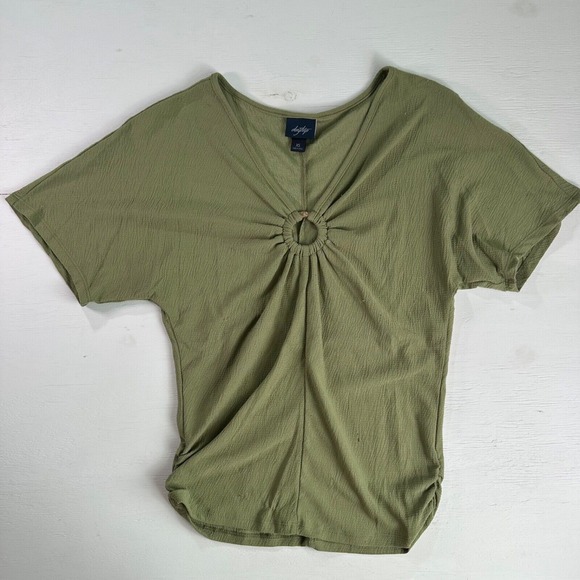 Daytrip womens size‎ XS green top textured wood ring top - Picture 1 of 7
